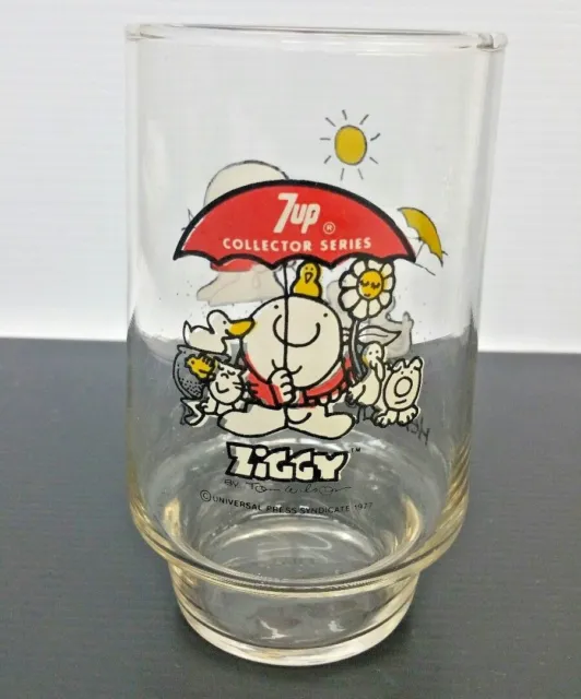 7up Collector Series Ziggy by Tom Wilson Glass Cup 1977 Here's To Good Friends
