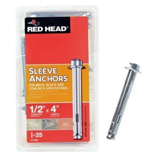 RED HEAD 11285 1/2-in x 4-in Steel Hex-Head Concrete Sleeve Anchors 25-Pack