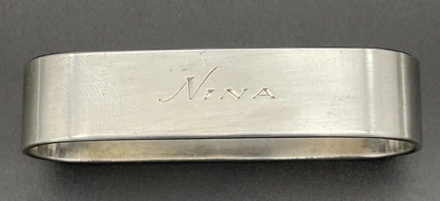 Sterling Silver Napkin Ring Name Engraved “Nina”