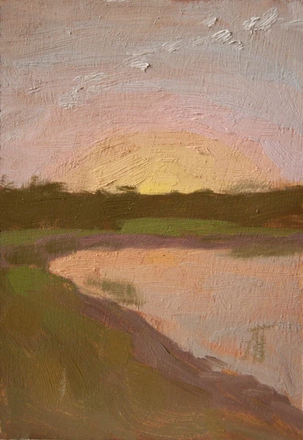 VENDITA!!! Pittura a olio originale, pittura di paesaggio al tramonto...