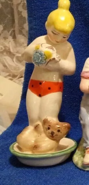 Niña rusa de la URSS se baña con un osito de peluche Figura de porcelana... 2