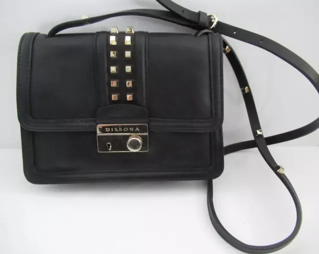 Dissona Italy Gold Genuine Leather Crossbody Handbag Purse