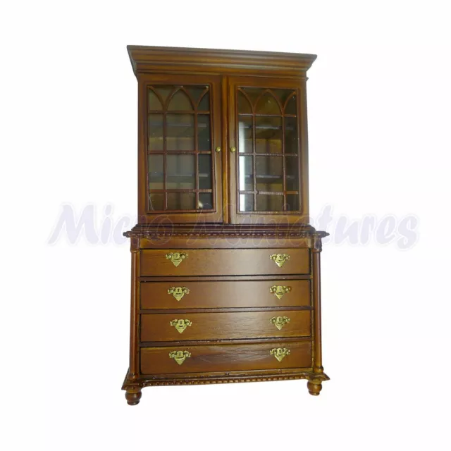 Dolls House Walnut Bookcase/Bureau 1/12th Scale (00336)