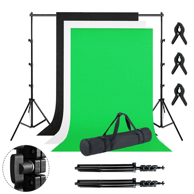 2.6x3m Fotostudio Hintergrundsystem Teleskop Hintergrund Stativ Set Mit Tasche.