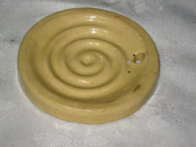 A Vintage Pottery Stoneware Ceramic Unnamed Yellow Glazed Milk Saver Boiler Disc