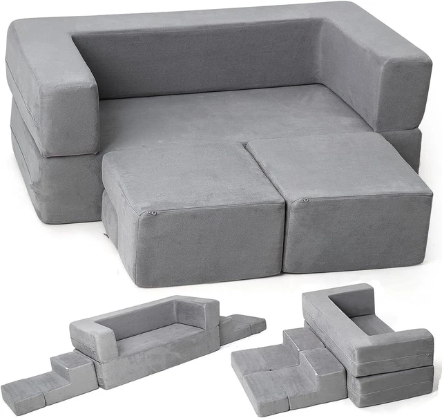 3 PIECES MODULAR Kids Play Couch Soft Foam Toddler Sofa Chair Seat Set