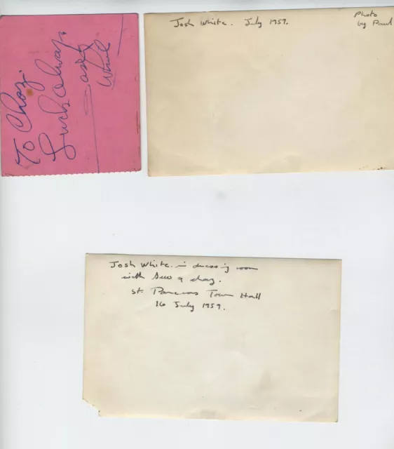 1959 Josh White Blues Legend Autograph + Candid Photos Signed London England 2