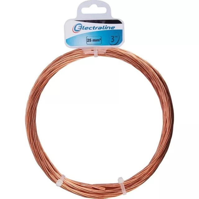 Câble de terre 25 mm² - Cuivre nu - Couronne de 3 mètres - Electraline 2