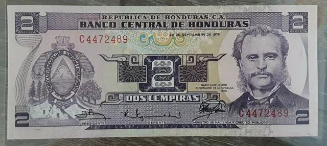 Billet de 2 Lempiras du Honduras 1976  neuf