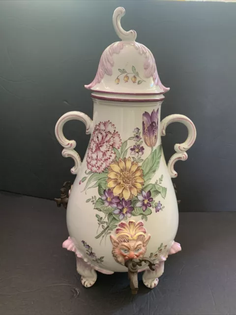 Bonwit Teller Majolica Italian Pottery Triple Beverage Dispenser W/  Faces RARE!