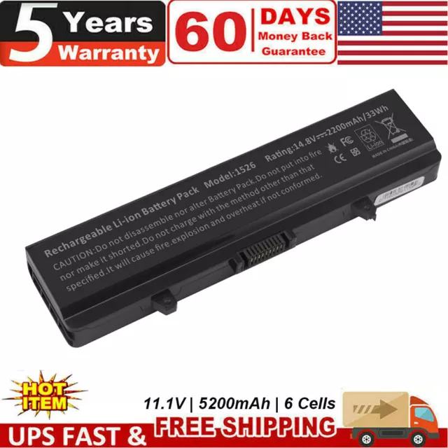 Battery For Dell Inspiron 1525 1526 1545 1546 GW240 RN873 X284G M911G 0XR694