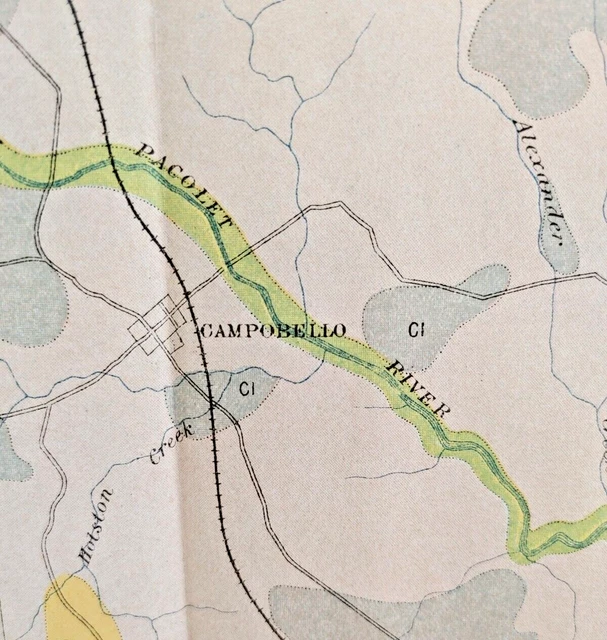 ANTIQUE 1903 MAP Campobello South Carolina area Inman Fingerville 36