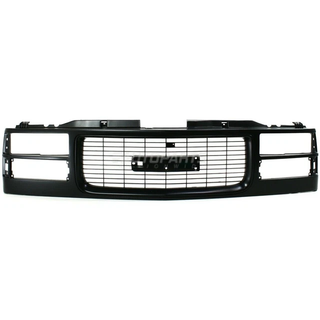 New Grille Black Shell & Insert Cross Bar Insert Fits 1994-2000 GMC C2500 C3500