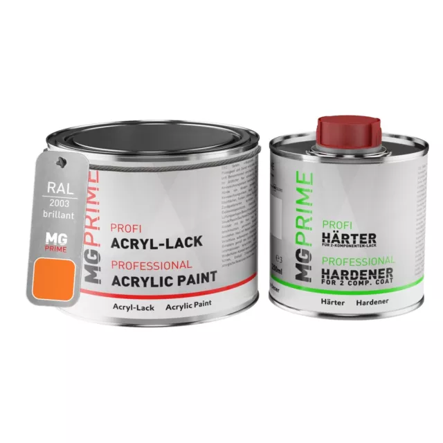 RAL 2003 Orangé pastel Peinture acrylique brillante Pot de 0,75 litre durcisseur