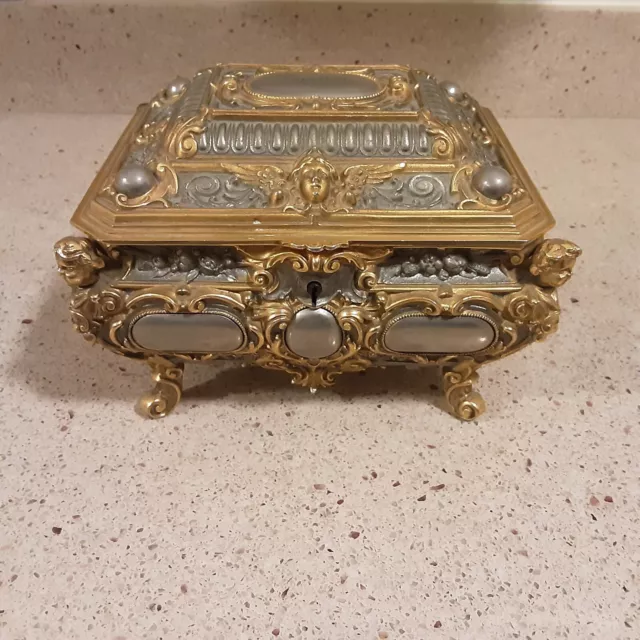 Beautiful Erhard & Sohne Antique Ornate Gilt Jewelry Casket - Made in Germany