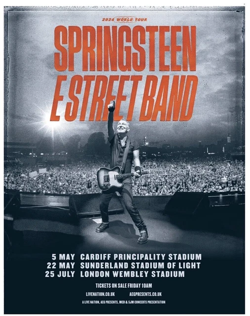 BRUCE SPRINGSTEEN WELTTOURNEE Daten 2024 E Straßenwerbung Poster
