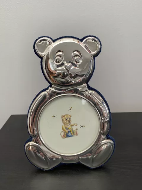 Carrs Silverware 925 Sterling Silver Teddy Photo Frame in Original Box