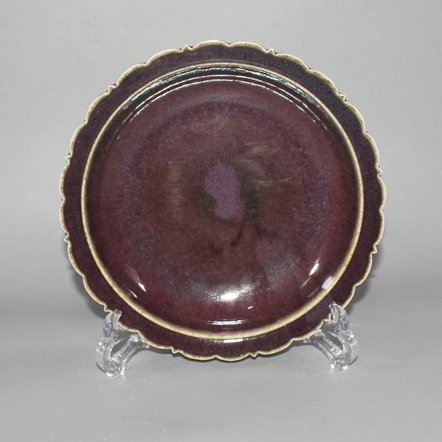 8.6" Chinese Jingdezhen Red Glaze Porcelain Fambe Tick The Edges Plates