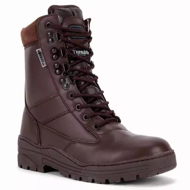 Brown Army Full Leather Military Combat Patrol Boots Tactical Security Cadet