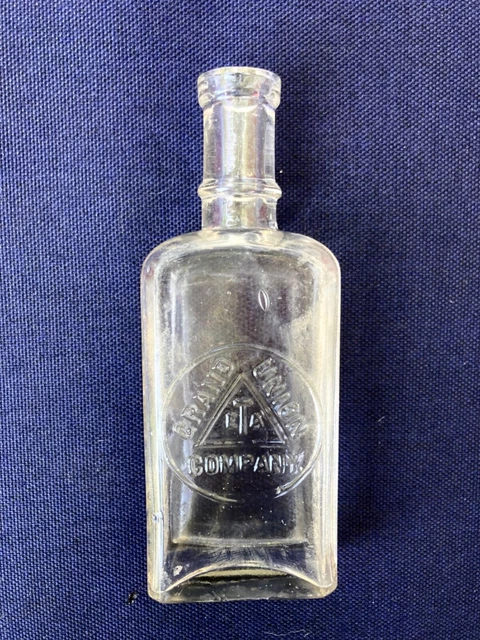 Antique Grand Union Tea Company Glass Advertising Bottle Clear Embossed 5”