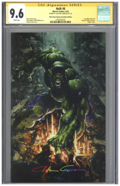 Hulk #6 CGC 9.6 SS Black Flag Convention Edition Crain Infinity Virgin MegaCon