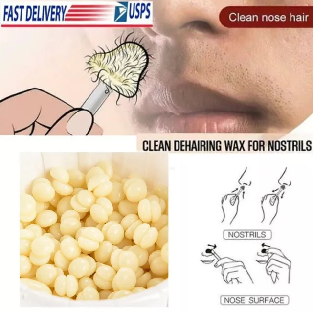 Nose Hair Wax Bean Bead Painless Removal Kit Nasal Waxing Clean Honey Scent Trim