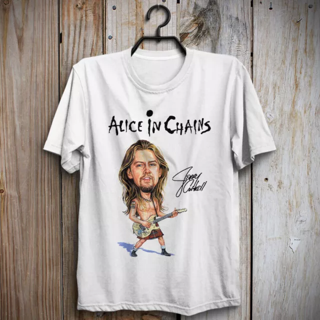 Jerry Cantrell Alice In Chains Caricature T-shirt White Cotton Tee S-5Xl X47