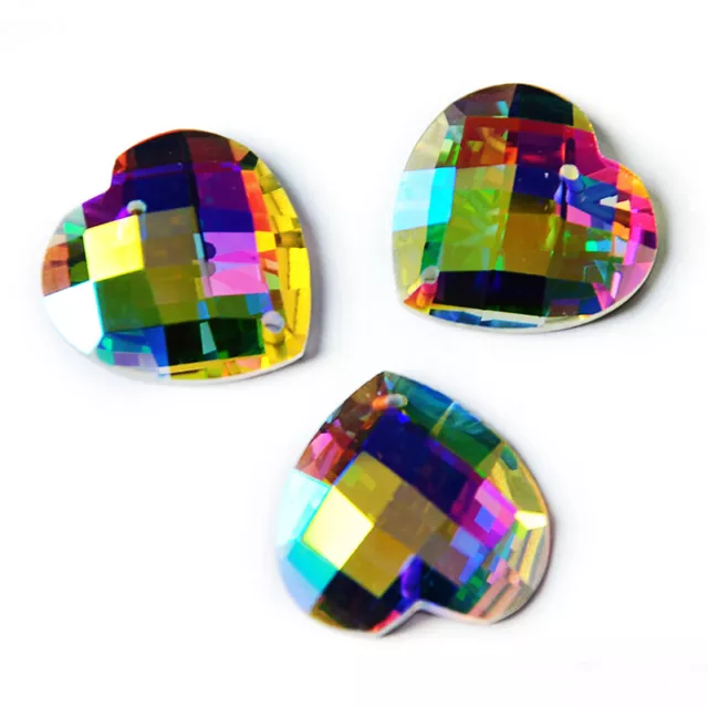 2201TH Heart AB Crystal Strass Sew On Stones Glass Flatback Sewing Rhinestones