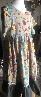 Lovely Vintage Clothkits Owl Traditional Dress Age 5-7 Handmade Thick Cotton