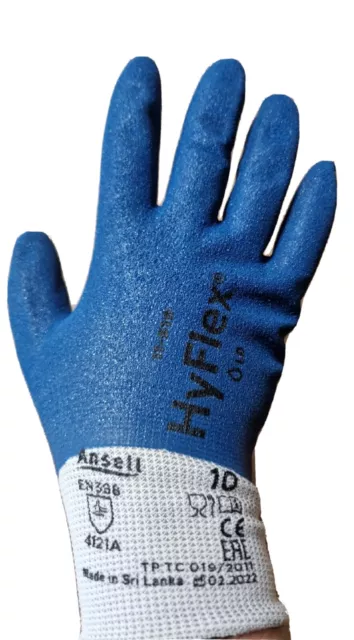 1x  ANSELL Arbeitshandschuhe Montagehandschuhe HyFlex Blau Größe 10 Handschuhe