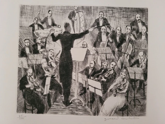 Lithographie numérotée et signée Cochet ? 85/100 l'orchestre