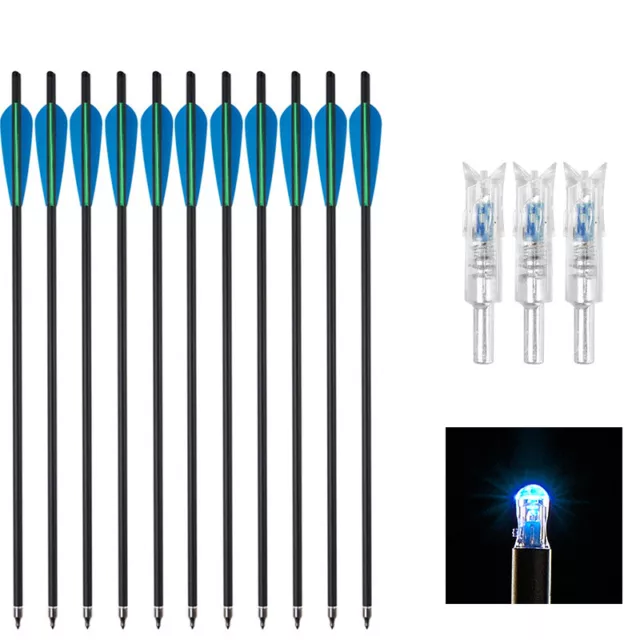 Archery 20" Crossbow Bolts Arrows + 3pcs LED Lighted Nocks for Crossbow Hunting