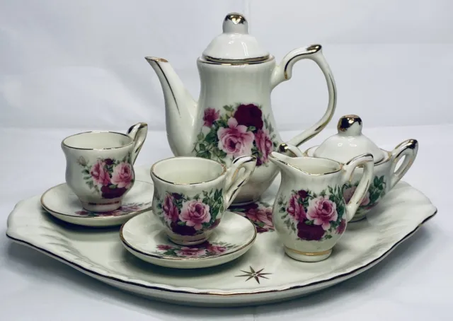 10 Pc Miniature Tea Set Formalities By Baum Brothers Victorian Rose Collection