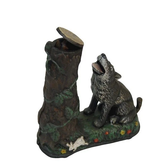 mechanische Spardose aus EISEN Guss Ein Wolf am Baum Vintage Geschenk mechanische Spardose aus EISEN Guss Ein Wolf am Baum Vintage Geschenk