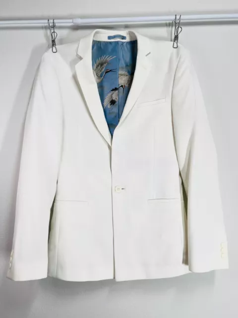 Asos Women's Button Long Sleeve Pocket Blazer Jacket White Size 27 1/2 x 34