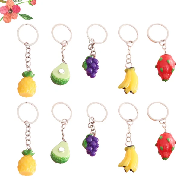 10 pz Ciondolo Sacchetto Uva Kiwi Portachiavi Miniatura Portachiavi Frutta
