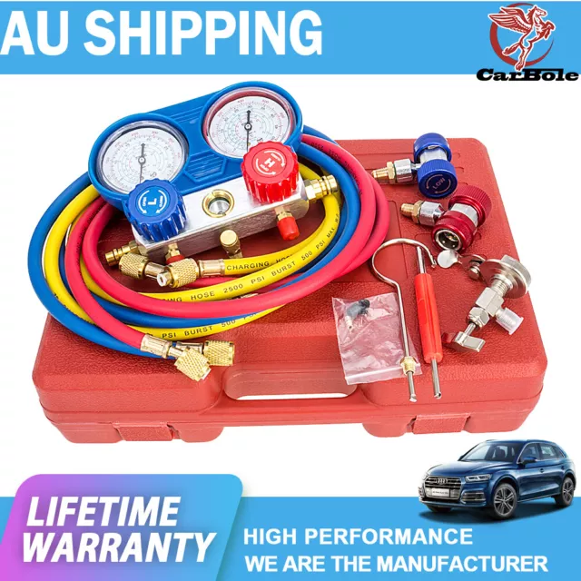 R22 R134A R404 R410Refrigeration Kit A/C Manifold Gauge Set Car Auto Repair Tool