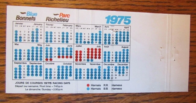 Horse Racing Sports Matchbook Matchcover: 1971 Blue Bonnet (Montreal Quebec) E13 2