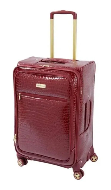 Samantha Brown 26" Spinner luggage Durable Croco-Embossed PVC-Burgundy -NWT