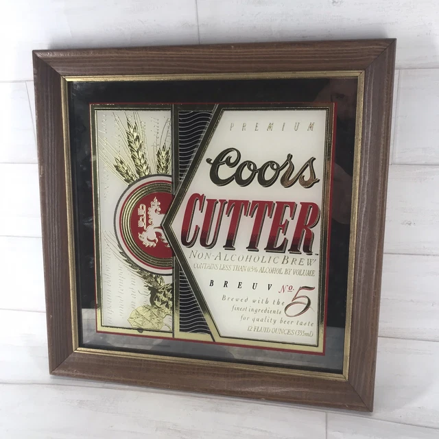 Vintage 1991 Wood Framed Coors Cutter NA Brew Beer Mirror Sign Limited Edition