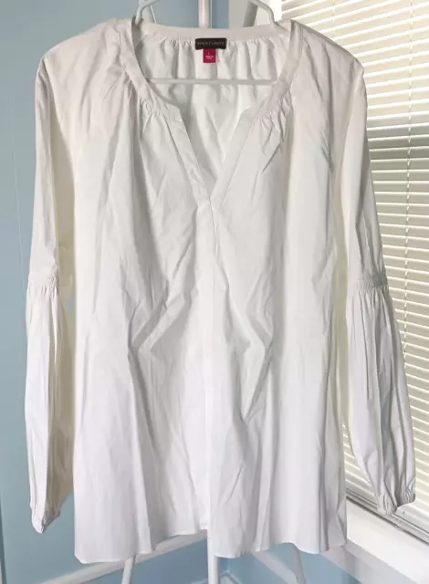 Women's Vince Camuto NWT White V-Neck Long Sleeve Blouse Size L