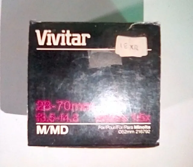 Vivitar 28-70mm/f3.5-4.8 Macro Objectif 1.5x pour Minolta (Tout Neuf