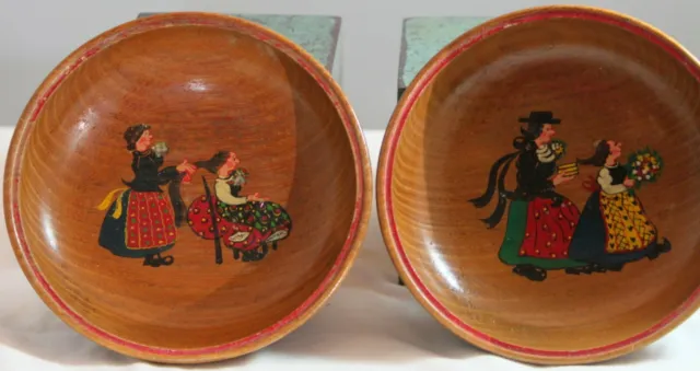 Antique Hand Made Rustic Pennsylvania Dutch Folk Art Wooden Bride Bowls