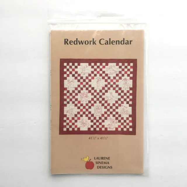Redwork Calendar Quilt Pattern Laurene Sinema Designs 41-1/2" x 41-1/2" NIP