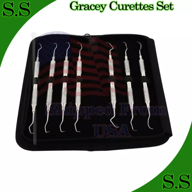 Gracey Curette Set Of 7 Periodontal Curettes Hollow Handle DN-2288