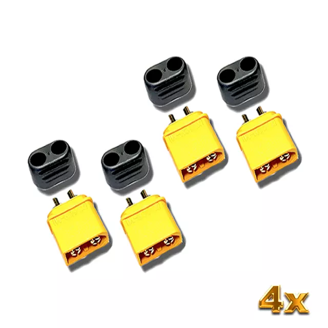 4 Stück Original Amass XT60H XT60 Hochstrom Goldstecker Stecker Male Kappen Lipo