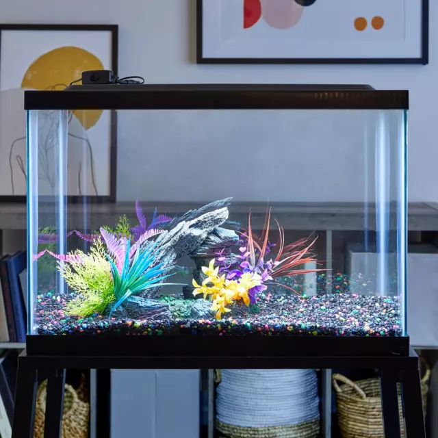 Fish Tank Hood Aquarium Top Cover with LED Light Rectangular Black 20-Gallon