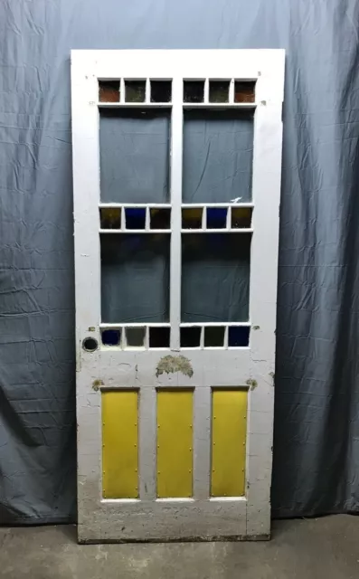 1 Antique Exterior 22 Lite Stained Glass Entryway Door 34x83 Vintage Old 941-22B