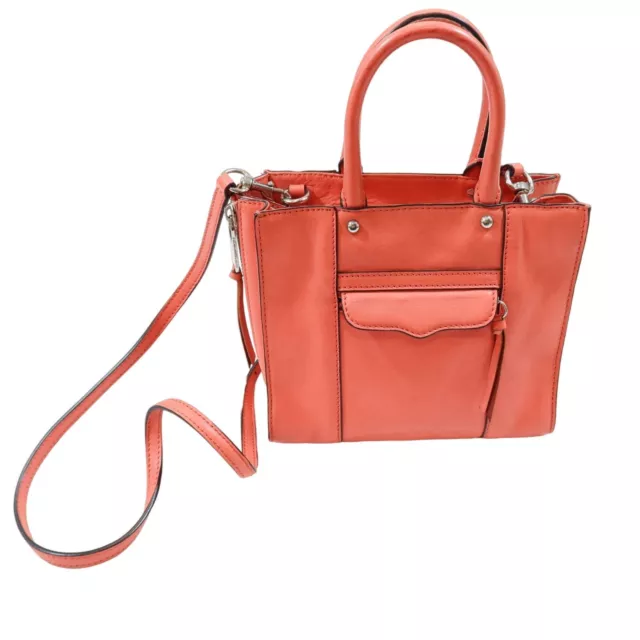 REBECCA MINKOFF Mini MAB Coral Leather Crossbody Bag Satchel Silvertone Hardware