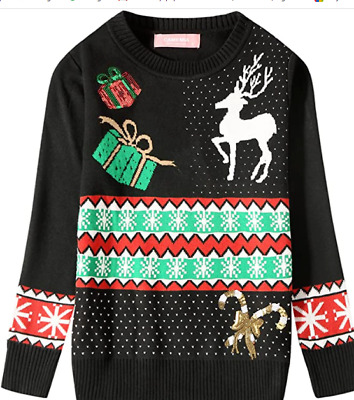 Camii MIA RAGAZZA Crewneck Fiocco Di Neve Pullover Ugly Christmas Sweater 6/8 anni